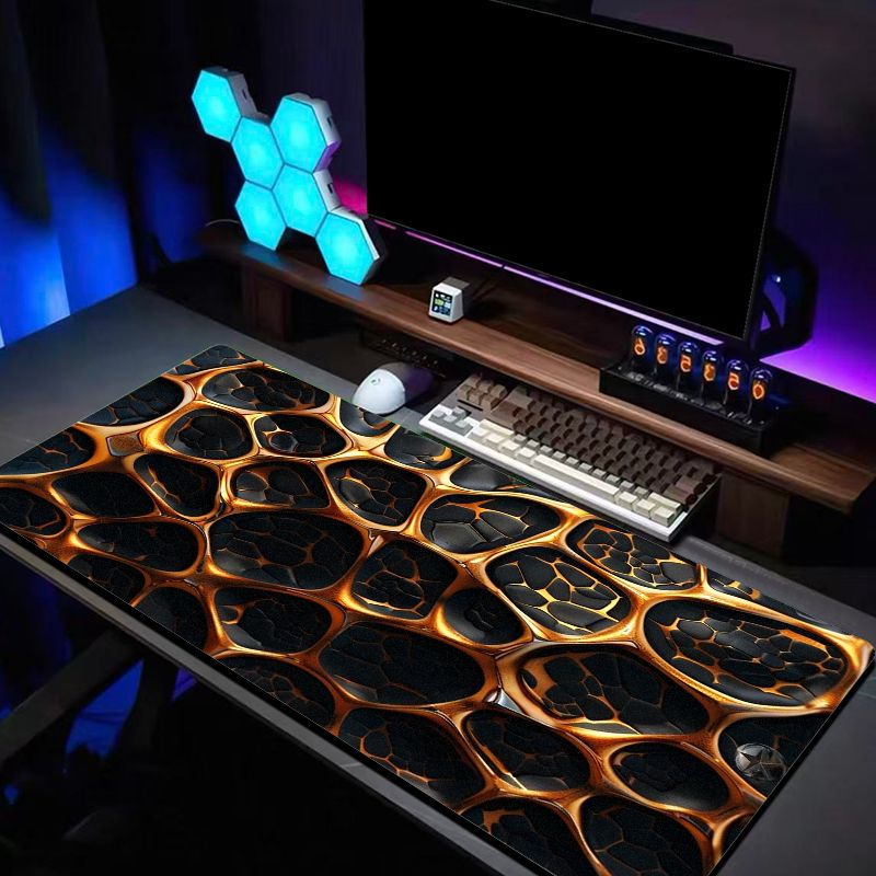 Gaming Console Years - VIKAMA Gilded Honeycomb Texture Gaming Table