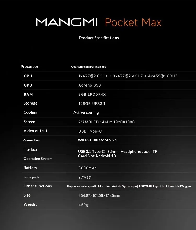 MANGMI Pocket Max Handheld Gam - Gaming Console Years recension och pris