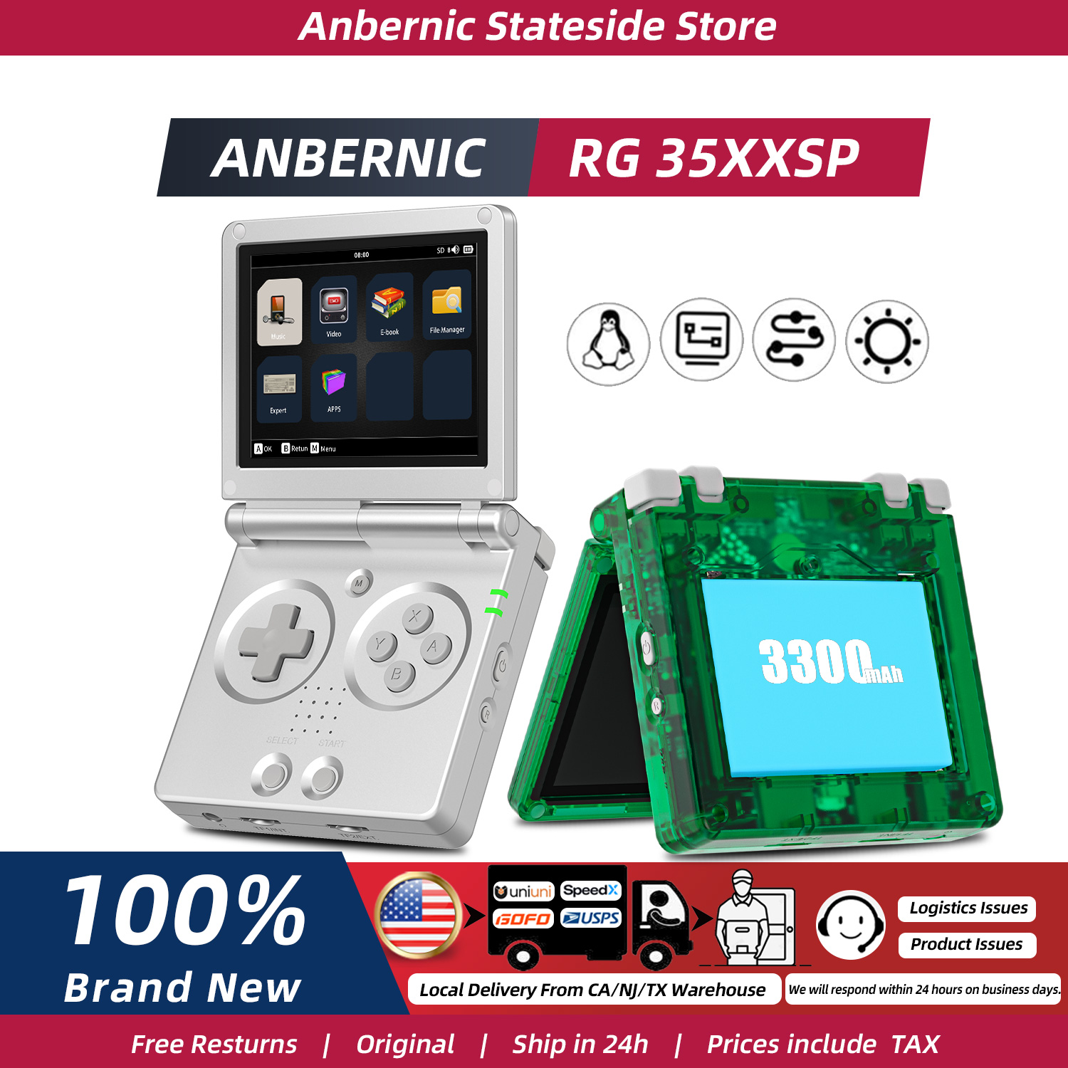 ANBERNIC RG35XXSP FILP 3.5 Inc - Gaming Console Years recension och pris